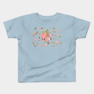 Living Coral Focal Point Rose Bouquet Flora Swirls Seamless Repeat Pattern Kids T-Shirt
